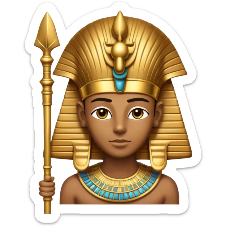 ancient Egyptian pharaoh with golden headdress and ceremonial staff sticker
