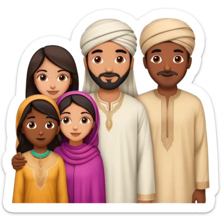 5 bestfriends: 1 Moroccan man, 1 Arab man, 1 Iranian girl, 1 Indian girl, 1 black man sticker