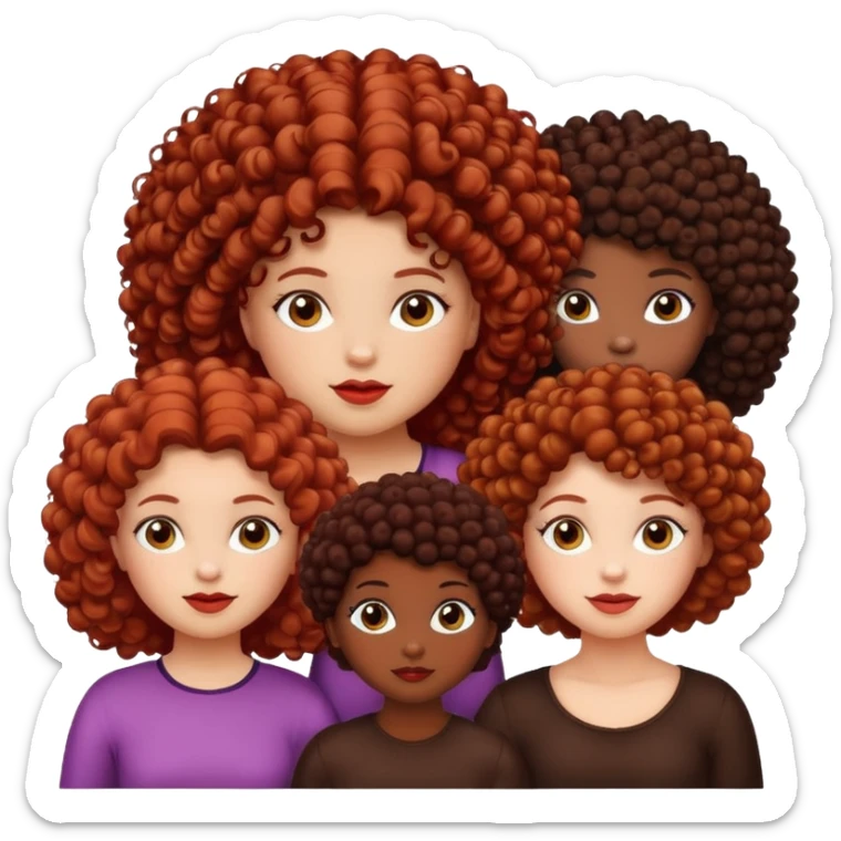 3 chicas.Una gordita rizada de color tigreñit claro oscuro, una coloradita faquita con el pelo pintado de color chocolate, una negrita de pelo afro, que todas sean bonitas plis. sticker
