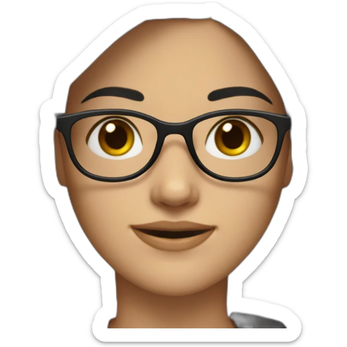 generate emoji unrussian girl with glasses, dark-black hair, brown eyes sticker