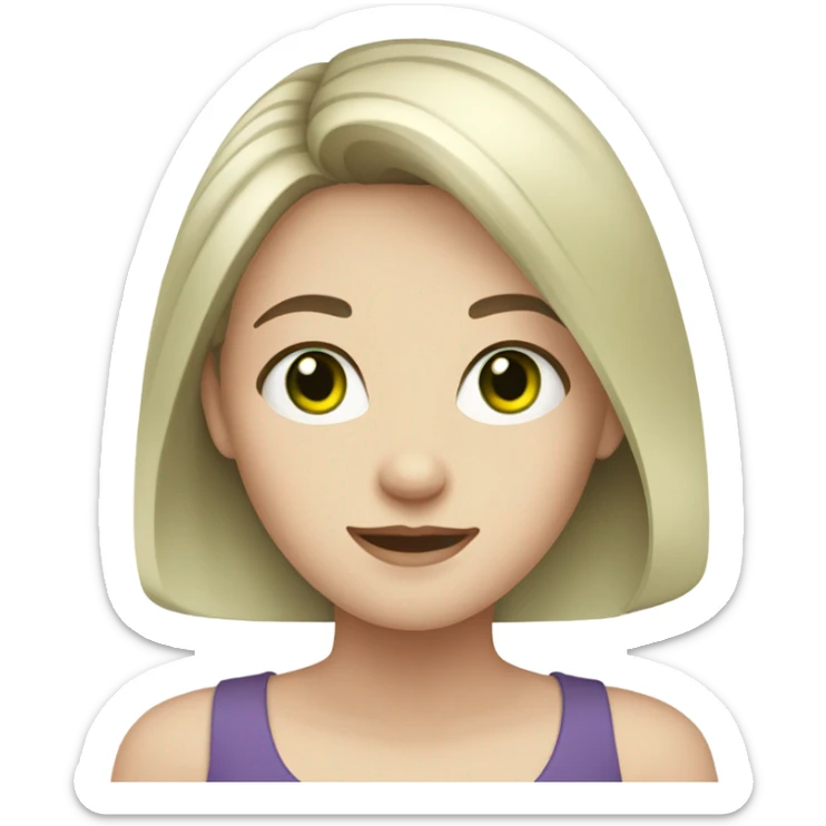 Young adult girl with pale skin, green eyes and dark hair sticker