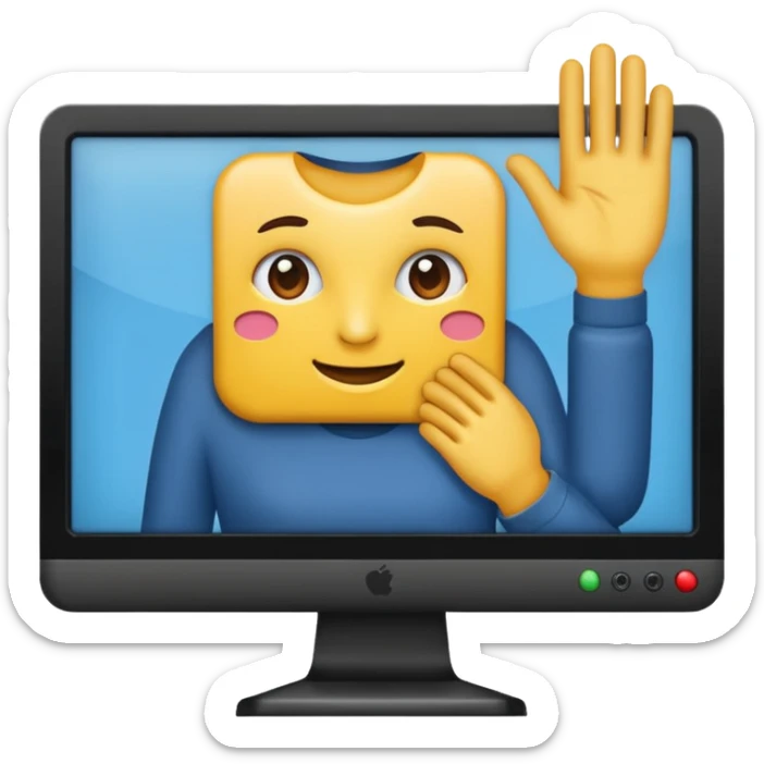 personas debatiendo revisando un monitor grande sticker