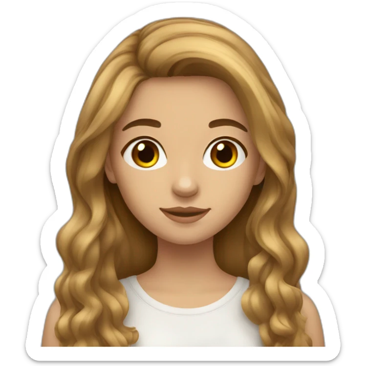 Spanish Teenager girl long light Brown hair sticker