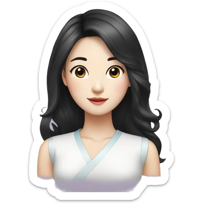 beautician, pretty korean girl with black long hair sticker