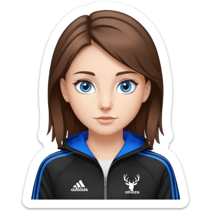 Girl Deer adidas black sport suit blue eyes brown hair  sticker