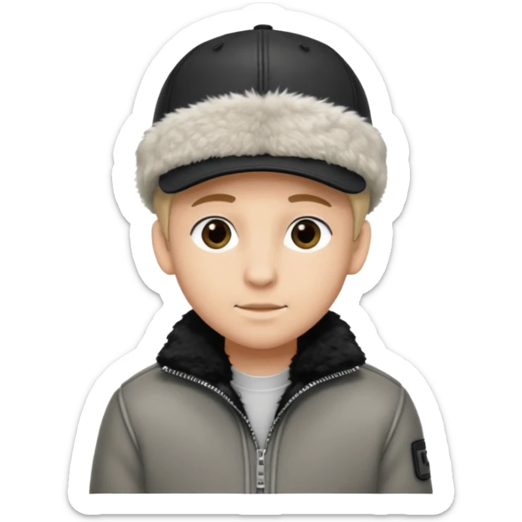 Cappellino New Era New York nero e persona con giubbotto di pecora grigio la pelliccia anche dove la zip sticker