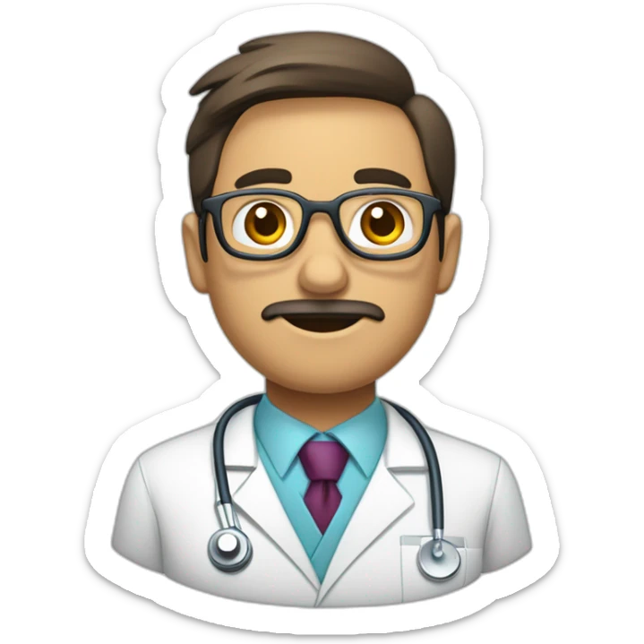 Hombre médico muy delgado con gafas transparentes con un estetoscopio en el cuello sticker