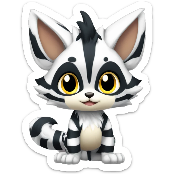 shiny, striped, Kemono-style, Chibi, Anthro-Fur-Sona-Fakémon, Full Body sticker