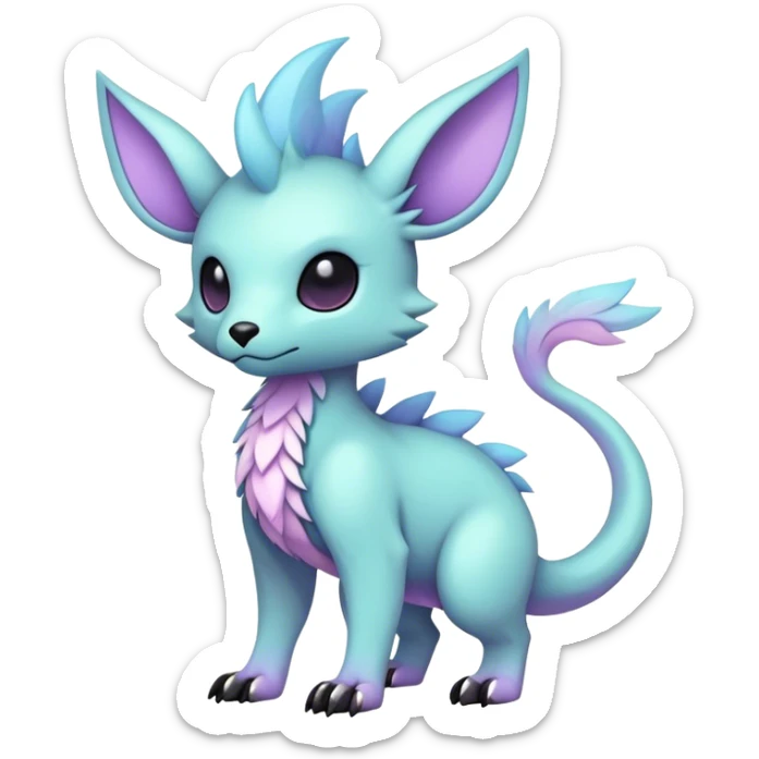 cool colorful dark pastel edgy fantasy animal hybrid Fakemon full body sticker