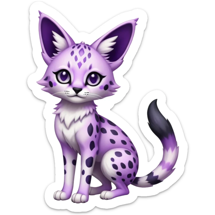 Kawaii Cute Edgy Black Purple White ethereal eldritch Serval-Fionbri-Vernid full body sticker