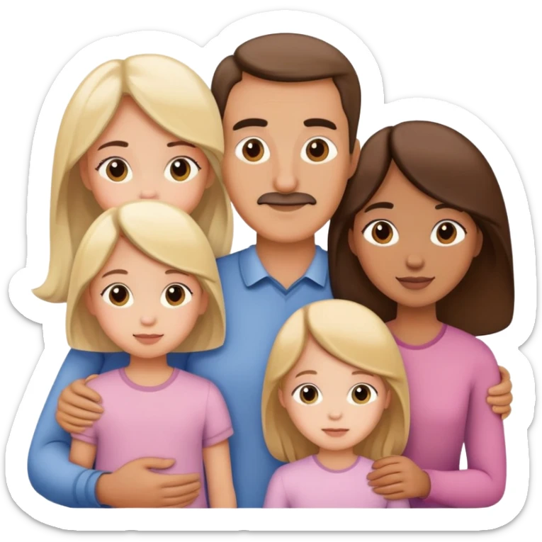 Family with mother, father and three little girls sticker