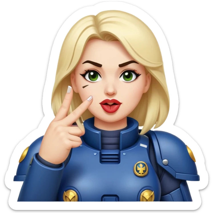 woman space marine crossed out middle finger and face with tongue out wink eye sticker