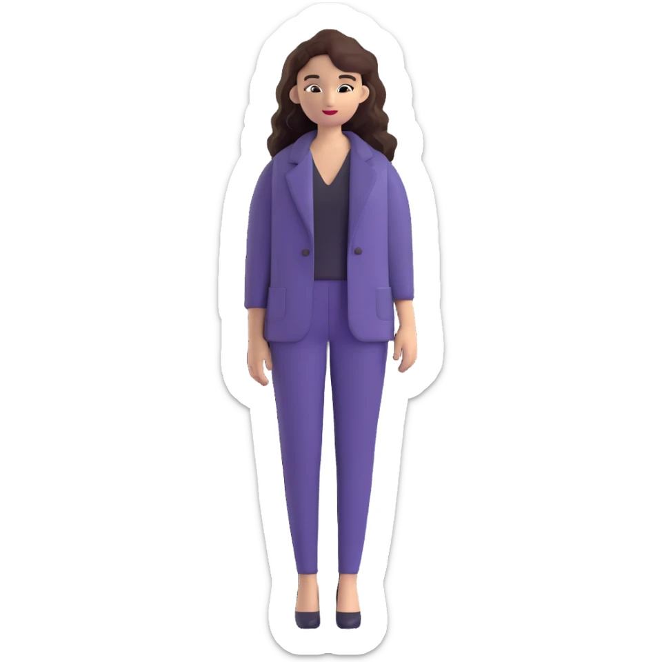 Trendy fashionable woman with long loose wavy hair wearing chic clothes sticker