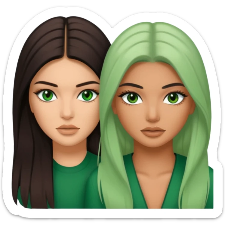 Kendal Jenner with green eyes tan skin long hair Kylie Jenner sticker