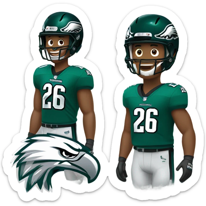 Saquon Barkley in the Kelly green jersey with the number 26 and classic eagles helmet on  sticker