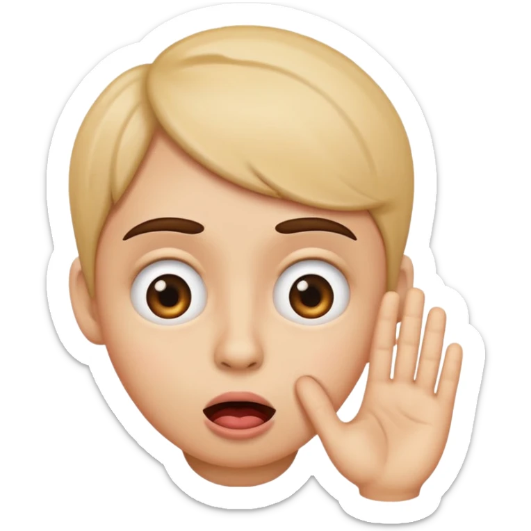 person icon emoji with wide eyes, biting lip, one hand on cheek, showing 'Yikes' reaction sticker