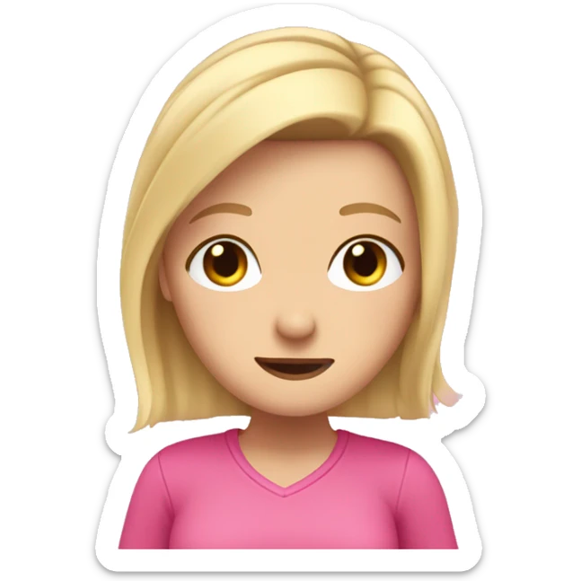 white girl with blonde hair and brown eyes wearing pink clothes doing a dab sticker
