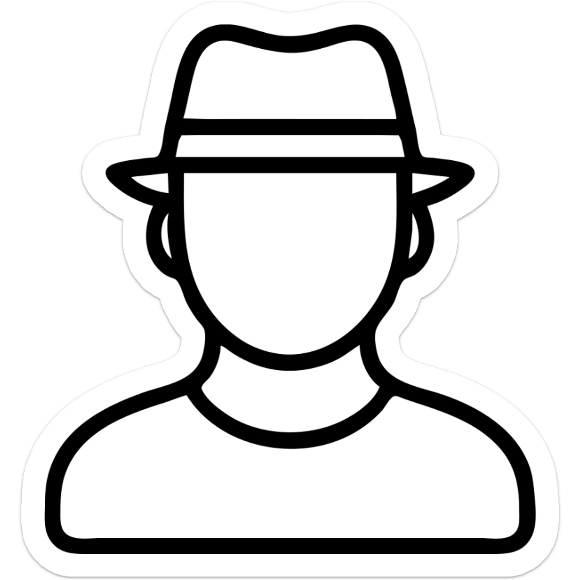 outlined icon of a man with a hat sticker