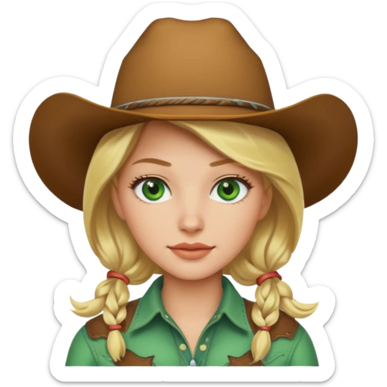cowgirl with blonde hair and green eyes sticker