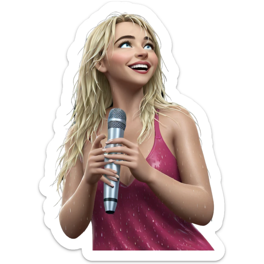 blonde girl singing in rain sticker