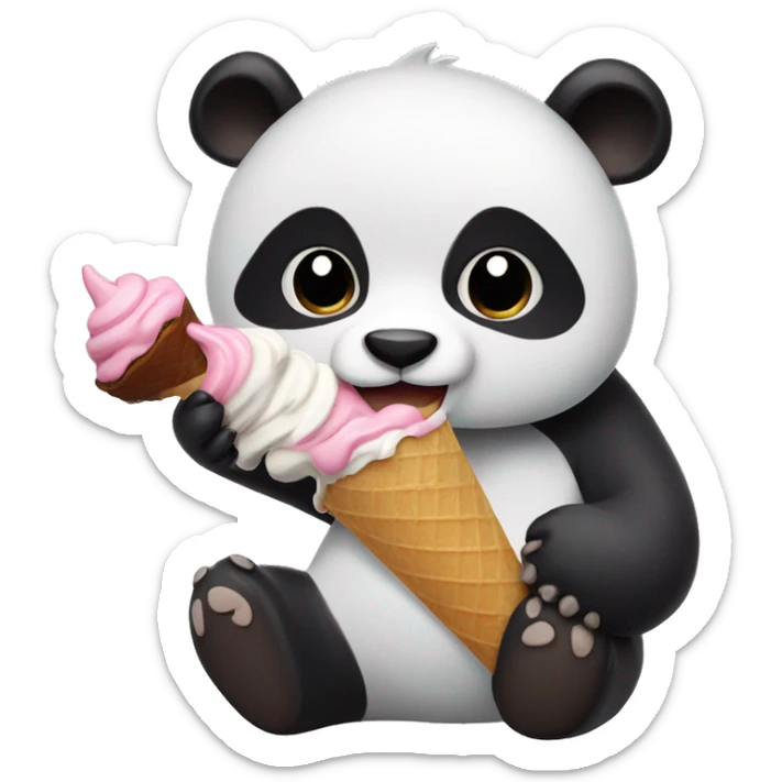 Panda eating ice cream sticker