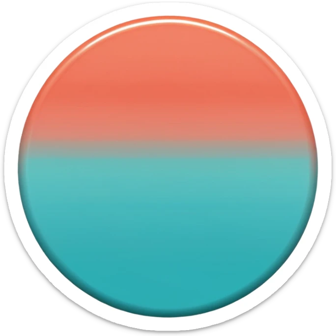 
One  Rotate 55 degree  coin color in in gradient of turquoise, blue, pink, purple, and coral 3d sticker