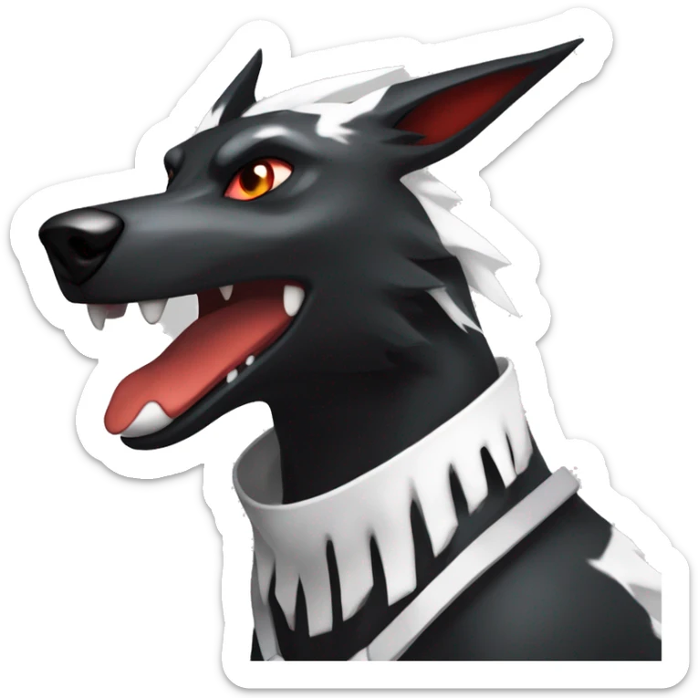 Black Cool Edgy Sergal-Houndoom-Fakémon  with White and Red Edgy markings sticker