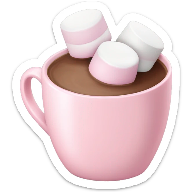 Light Pink mug of hot chocolate with marshmallows  sticker