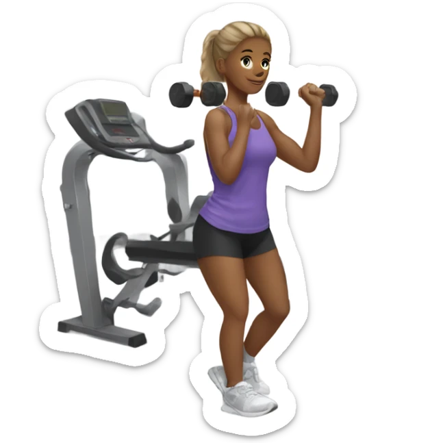 White teenage girl working out in the gym sticker