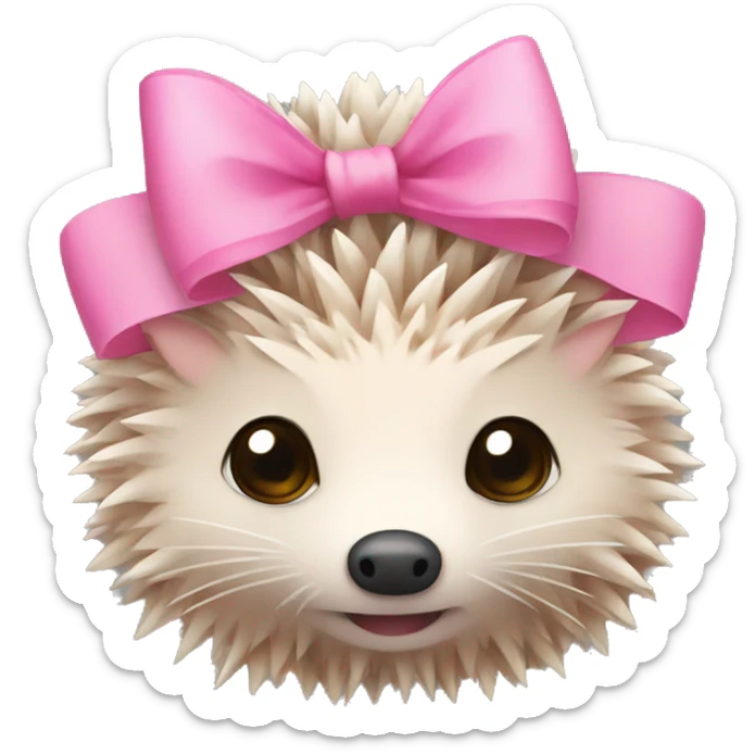 hedgehog with a pink bow sticker