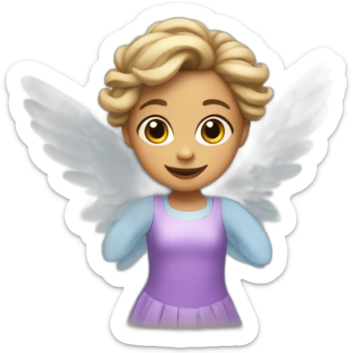 Flying girl in a dress with waving hair and wings sticker