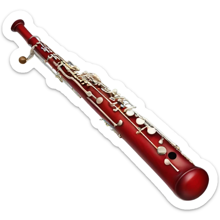 wind instrument bassoon, red wooden bassoon, long and not curved sticker