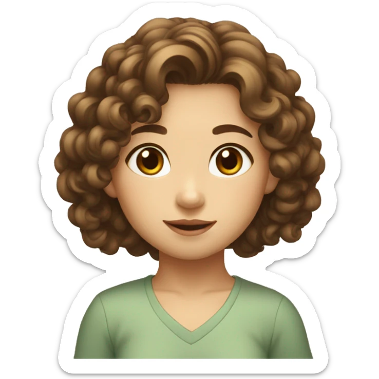 Vietnamese girl with curly brown hair need to be said good morning  sticker