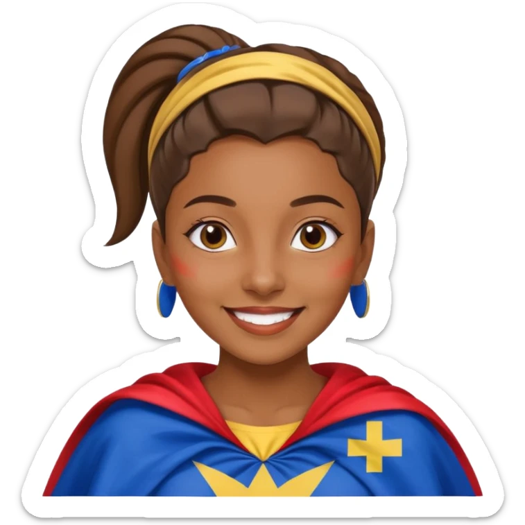 A brown skin girl with a slick ponytail and edges with a Cape Verde flag sticker