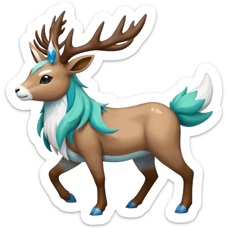 Stantler-Glaceon-Skiddo-Mudbray-Amaura-Virizion-fusion-Pokémon-monster (full body) sticker