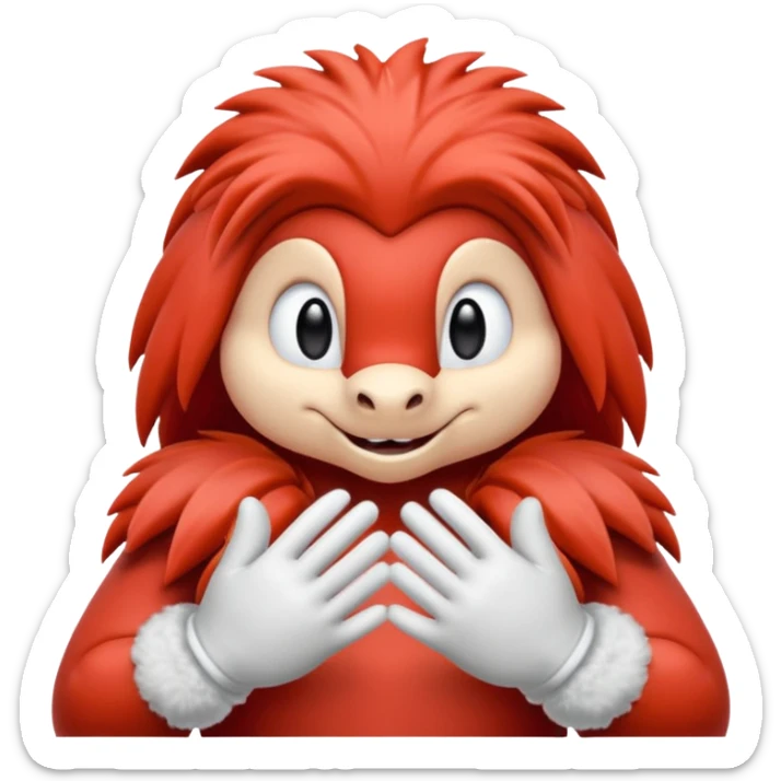 Sonic the hedgehogs friend knuckles a red animal with peach arms and white gloves sticker