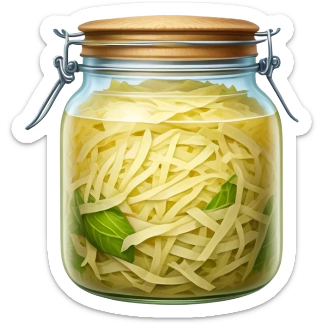 Sauerkraut Cinematic Realistic Sauerkraut Dish Emoji, depicted as tangy fermented cabbage neatly served in a traditional jar, rendered with vibrant textures and crisp, natural lighting. sticker