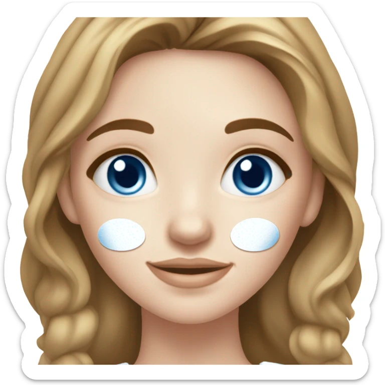 White Skin care on white freackles skin of a brunett blue eyed girl using skin care sticker