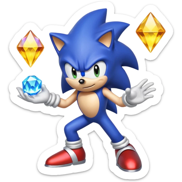 I want Sonic the hedgehog with chaos emeralds with the aura transformation super sayian sticker