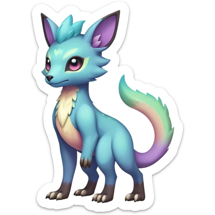 cool colorful dark pastel fantasy animal hybrid Fakemon full body  sticker