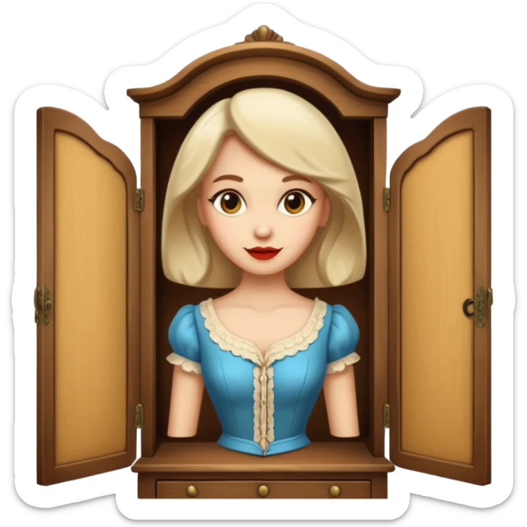A character from the fairy tale Beauty and the Beast — the lady who was transformed into a wardrobe by magic. This character retains the wardrobe's original form while having a slight touch of anthropomorphism. sticker