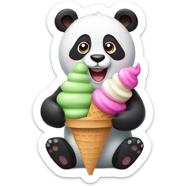 Panda eating ice cream sticker
