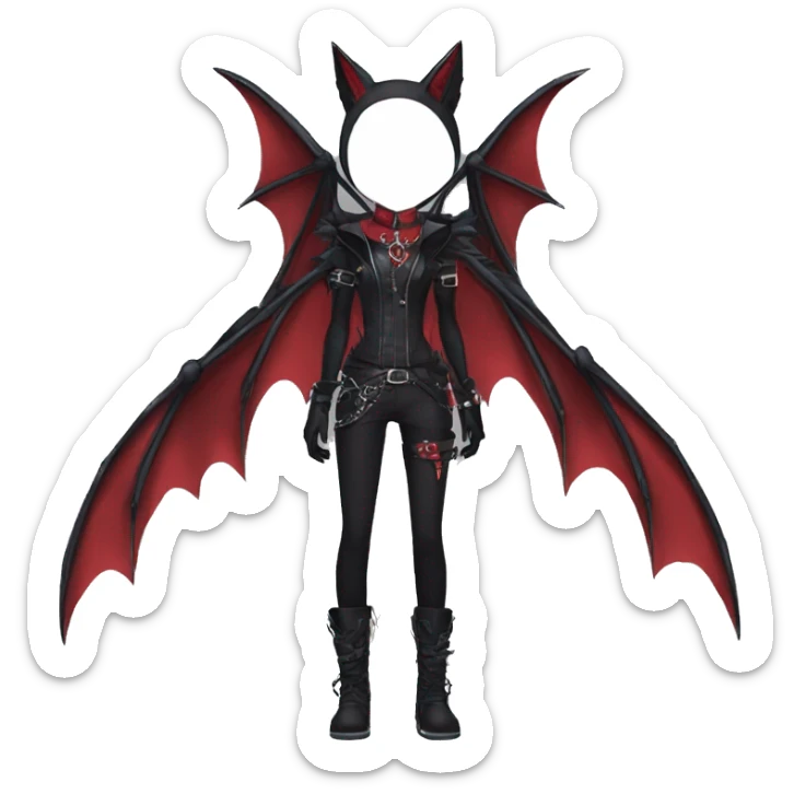 cool edgy black punk red ethereal fantasy nargacuga-bat-cat-Fakemon collar harness full body sticker