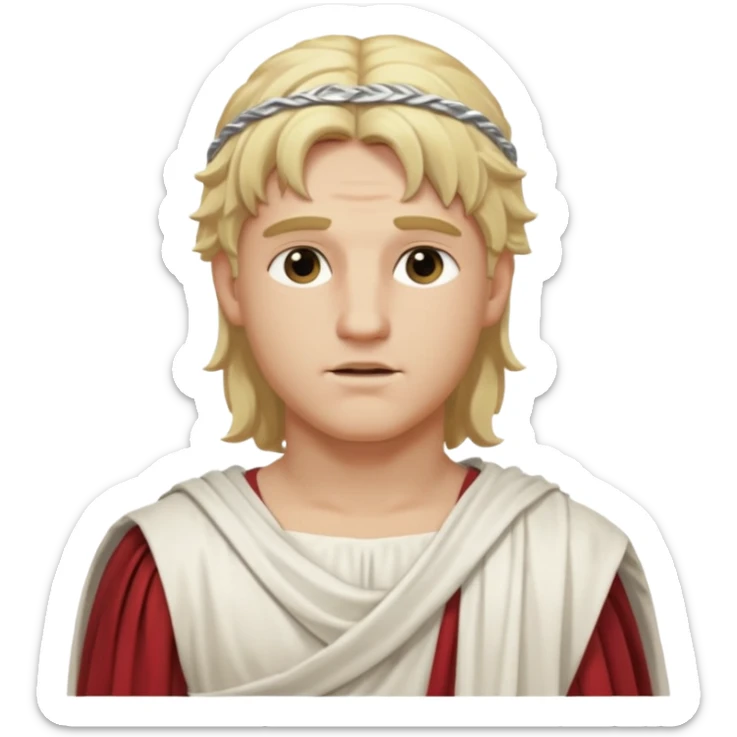 Adonis, Beauty God from Rome Mythology with long blonde hair, white outfit sticker