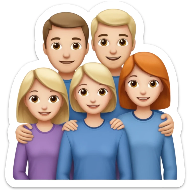 Happy family of 5: mom, dad, two sisters and brother sticker