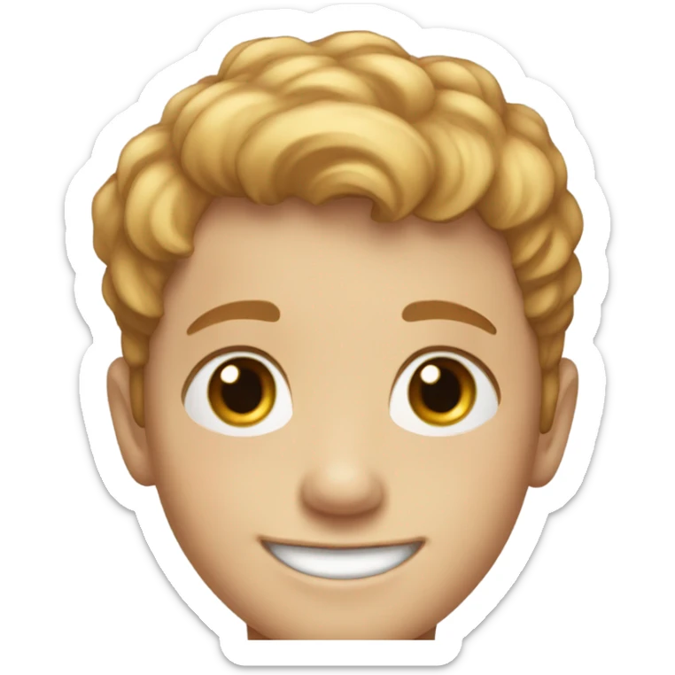 smiling boy with short-cut, reddish-blonde hair and freckles portrait sticker