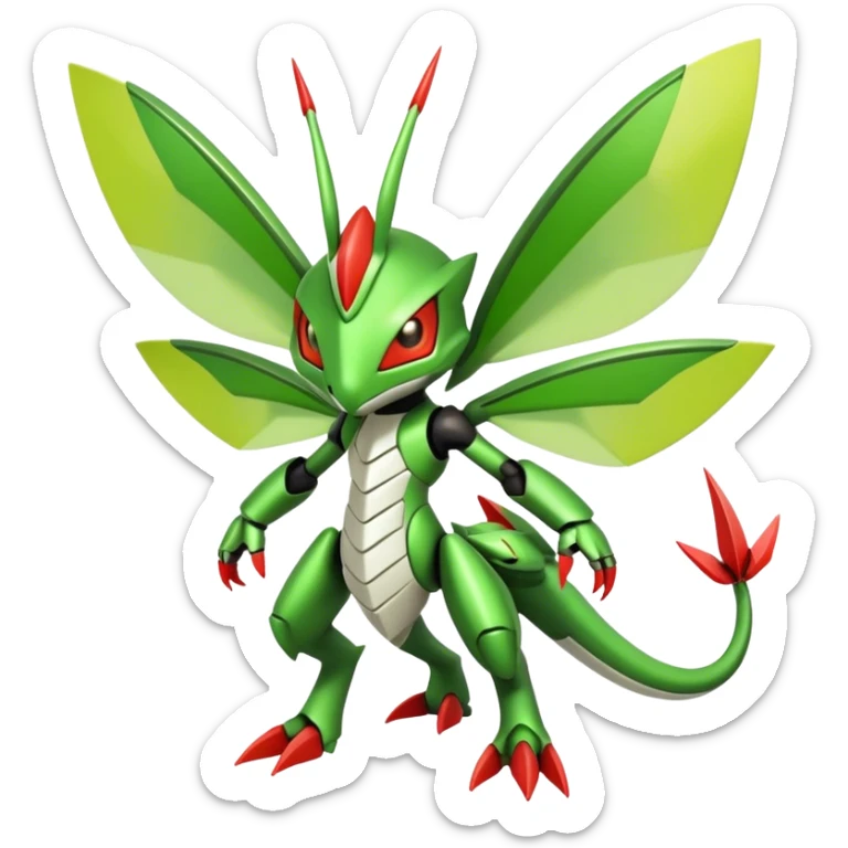 Cute Cool Edgy Shiny Futuristic Ethereal Legendary Kartana-Digimon-Scyther-Scizor-hybrid full body sticker