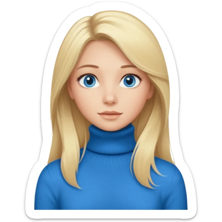 Chica rubia de piel blanca ojos azules y cuello vuelto pelo muy largo y atractiva sticker
