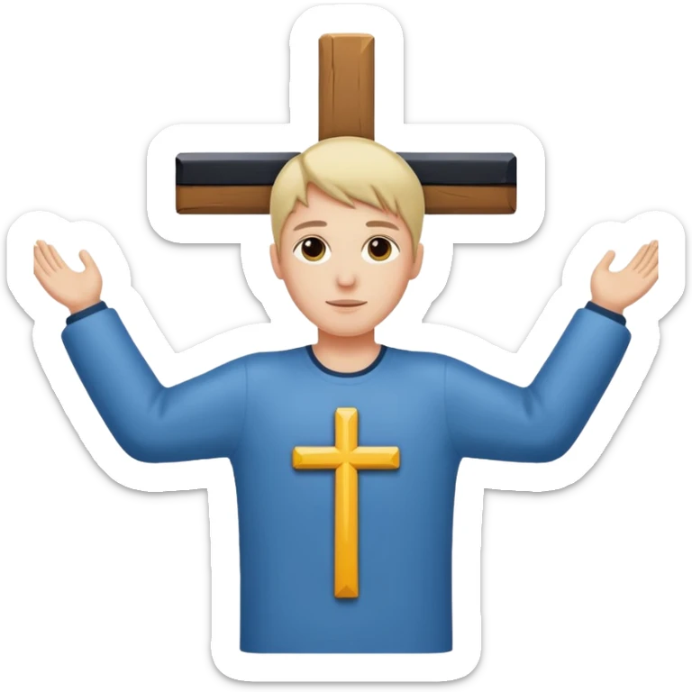 A person with the arms opened and extended forming a cross with their arms and body sticker
