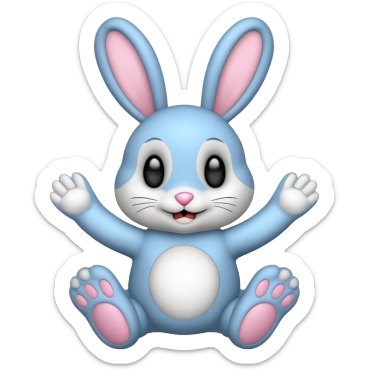 Emoji pour twitch d'une peluche lapin squelette noir faisant signe de la patte avec le texte:"Hi !" sticker
